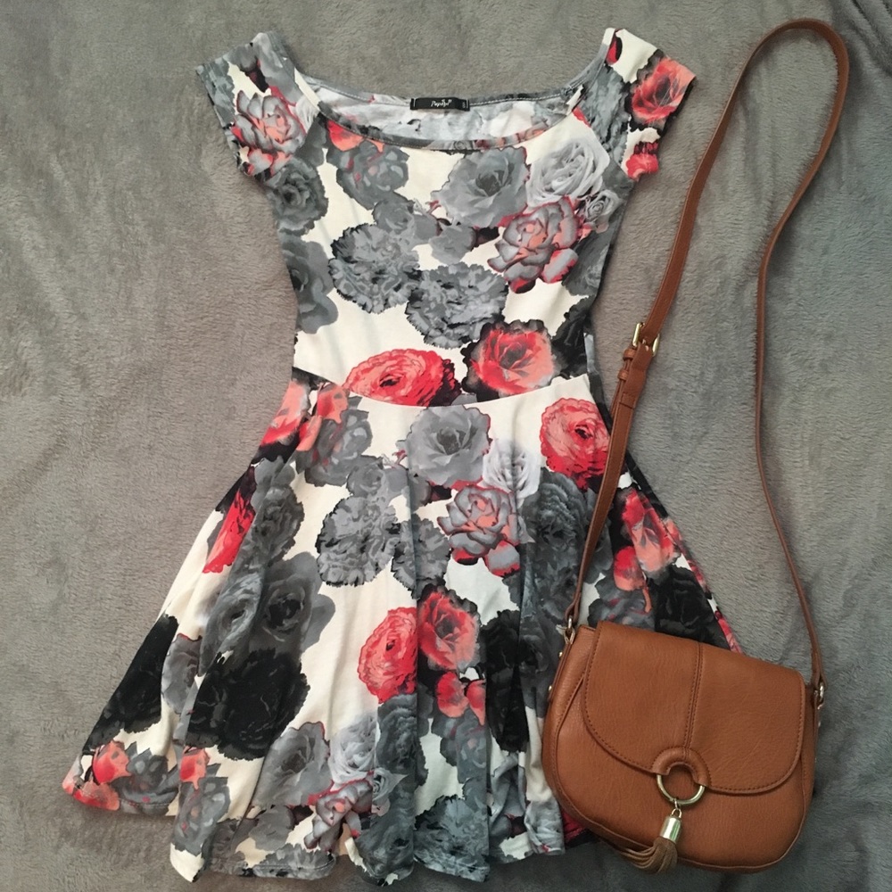 Papaya Floral Skater Dress